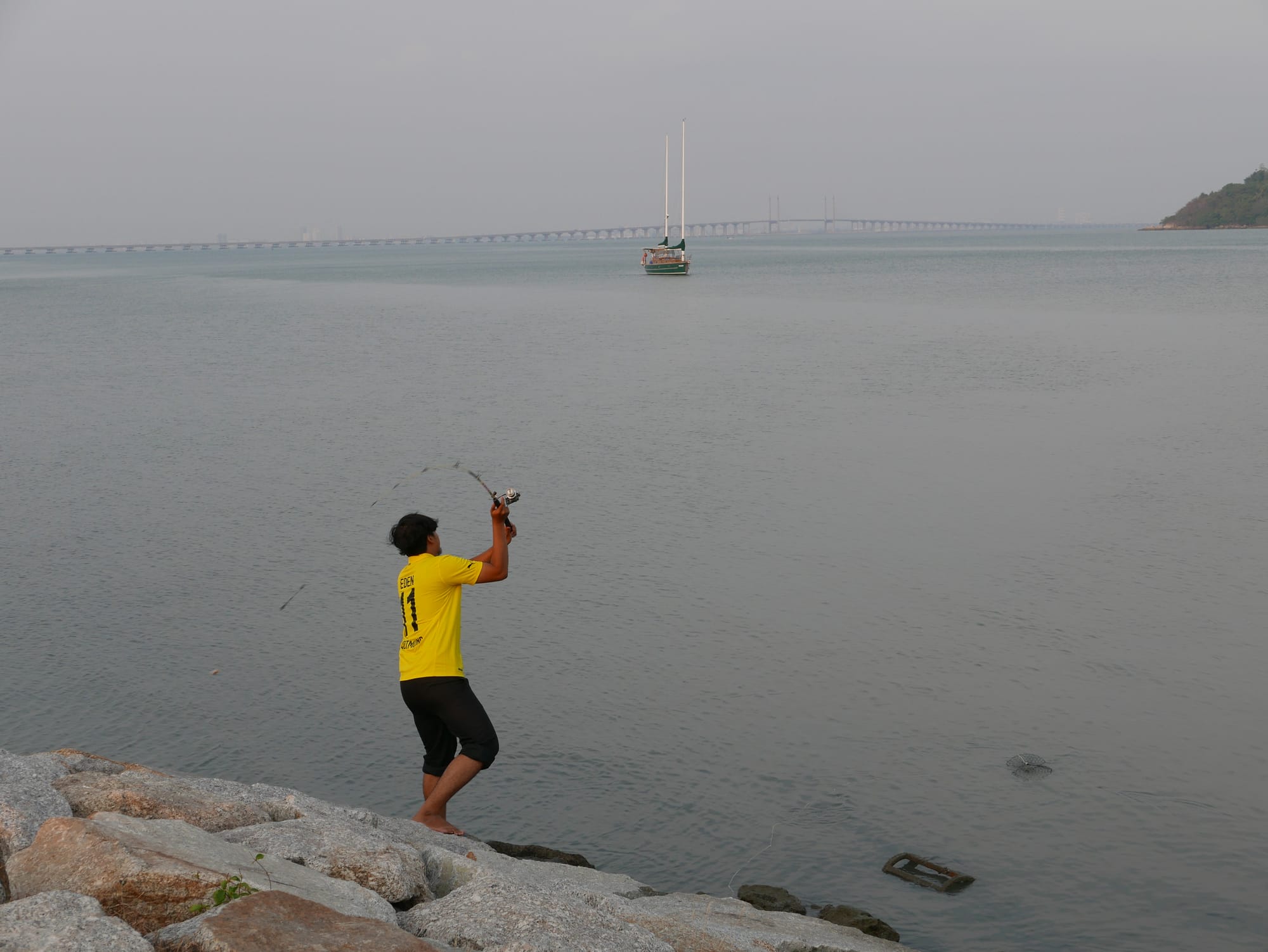 Photo by Author — fishing — Queensbay Seaside, Bayan Lepas, Penang, Malaysia