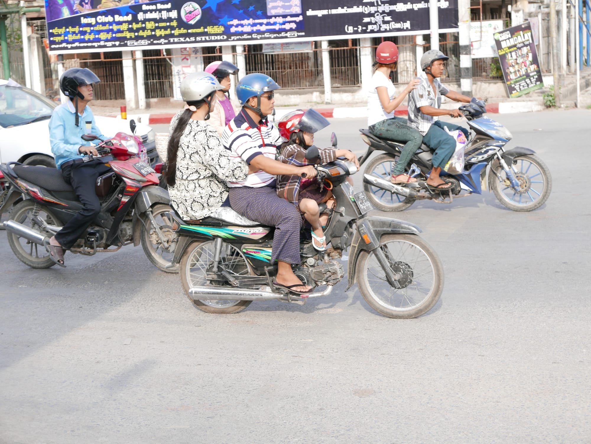 Photo by Author — three up, sidesaddle and a kid